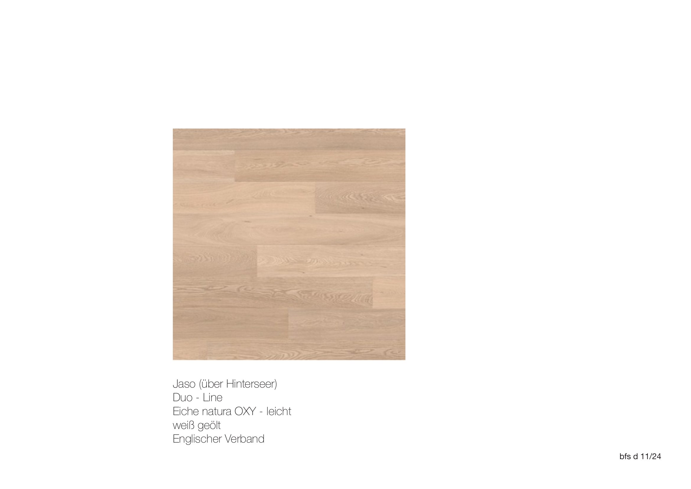Materialmuster des hellen Jaso-Eichenparketts